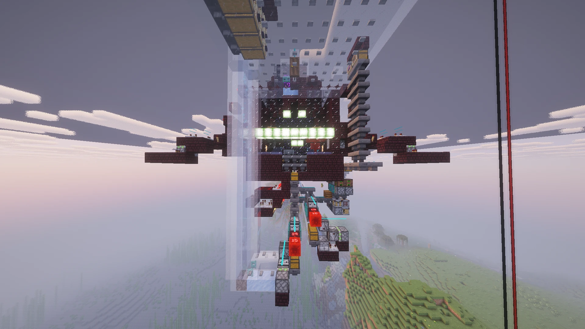 АФК ферма обсидиана в Minecraft на визерах с зелёными огнями