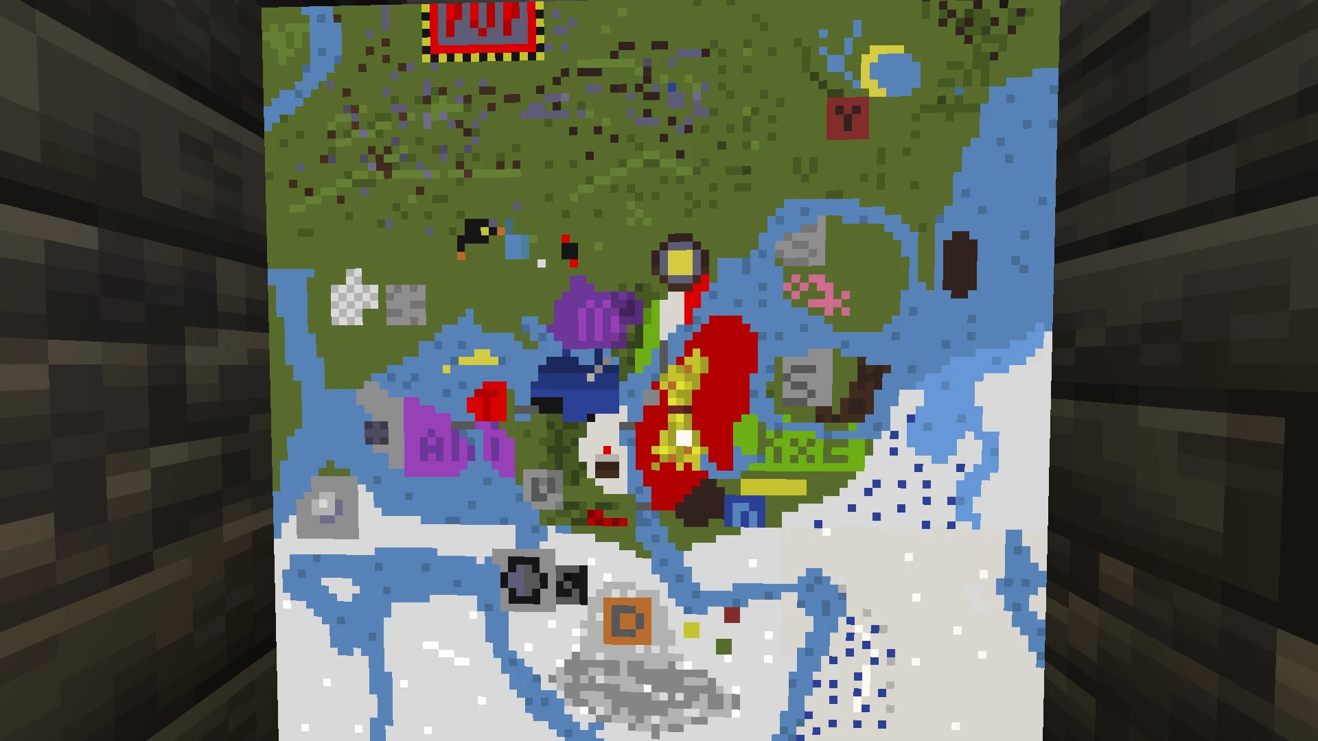 Холст на мольберте с картой клановой территории в Minecraft
