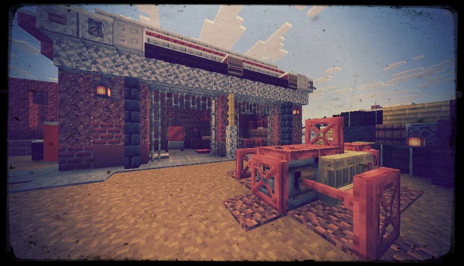 Индустриальный район с тракторами и кирпичными заводами в Minecraft