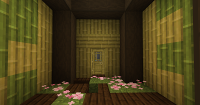 Подземное озеро с сакурой и фонарями в Minecraft